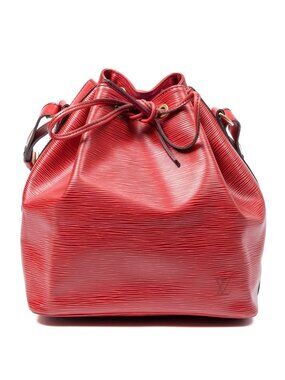 Louis Vuitton Noe Black Stitch Red Epi Bucket Bag